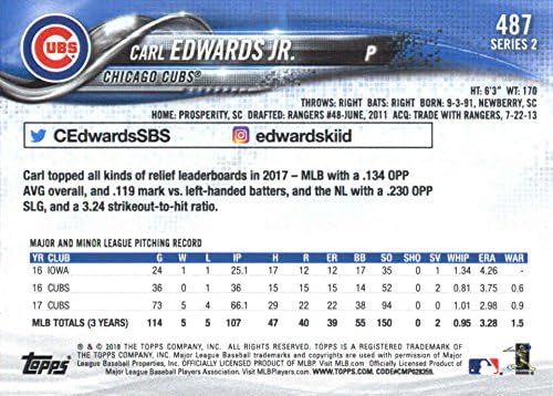 Seria 2018 Topps 2487 Carl Edwards Jr. Chicago Cubs Baseball Card - Gotbaseballcards