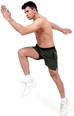 Pantaloni scurți pentru bărbați Nomolen pentru bărbați de 5 inci, de la gimnastică, cu buzunare cu fermoar, ușor uscat rapid