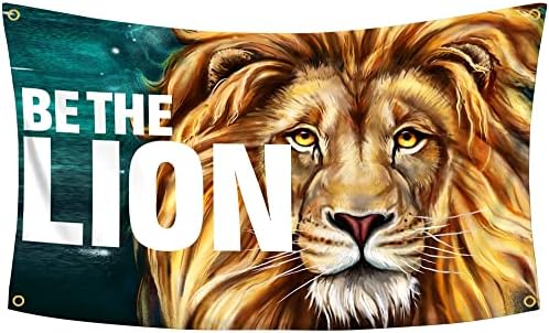 Be The Lion Home Gym Banner de 3x5 ft, forță de fitness, Banner Inspiration Motivațional pentru decorarea în aer liber interior