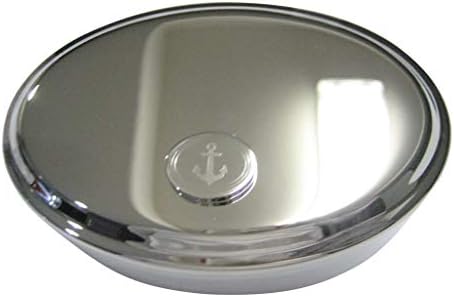 Kiola Designs tonifiat argintiu ovală ovală nautică ancoră ovală cu trinket