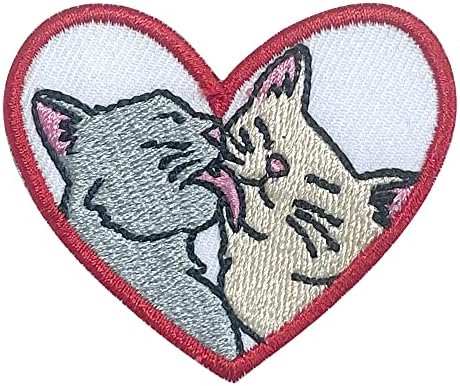 PiPomama cuplu pisica în dragoste de dragoste pe petice pentru îmbrăcăminte brodată ecuson de patch -uri de aplicare cusut