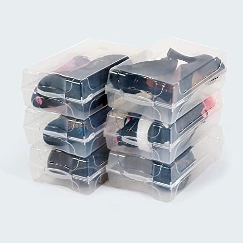 Cutie de depozitare a pantofilor Witforms cu mâner - Containere de organizator de pantofi limpede 6 PC -uri, Stackable pentru