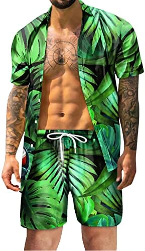Costum de pistă hawaian Vickyleb pentru bărbați, costume hawaiene pentru bărbați la modă vacanță de vară, cămașă de plajă de