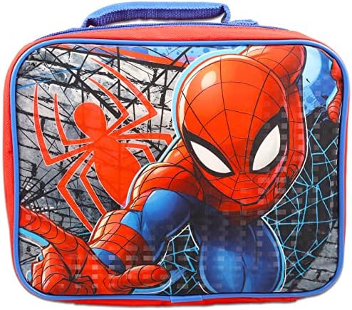 Geantă de prânz Spiderman-pachet cu cutie de prânz Marvel Spiderman pentru Băieți Fete copii, geantă cu cordon Spiderman, pungă