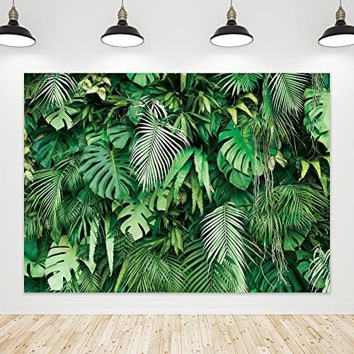 Riyidecor verde tropicale frunze de palmier fundal Tesatura Poliester Jungle plante 7wx5h picioare Safari Botanic natura vara