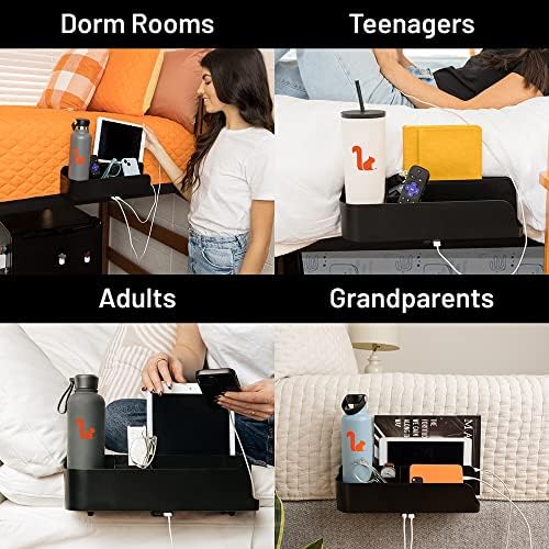 Veveriță-noptiera biban / USB-C & USB-A noptieră de încărcare Caddy și masa de pat tava Organizator / economie de spațiu cameră