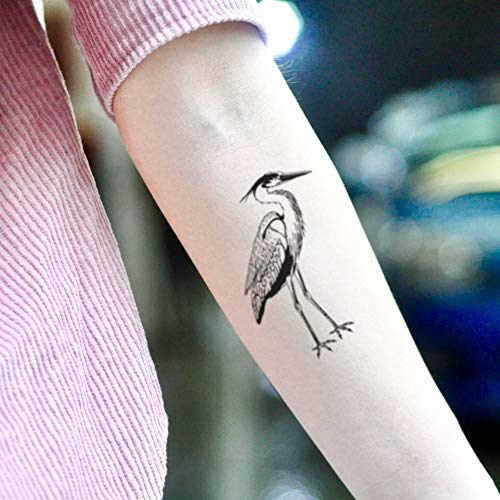 Great Blue Heron Tattoo Sticker - Ohmytat