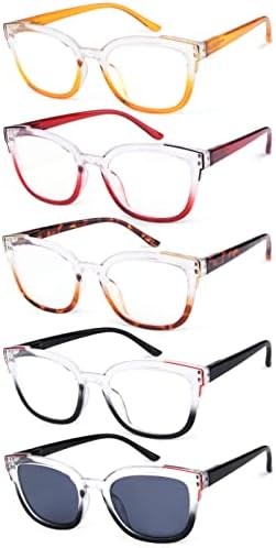 Ochelarii de citire cu 5 pachete Eyekepper cu două tonuri pentru femei +3.75
