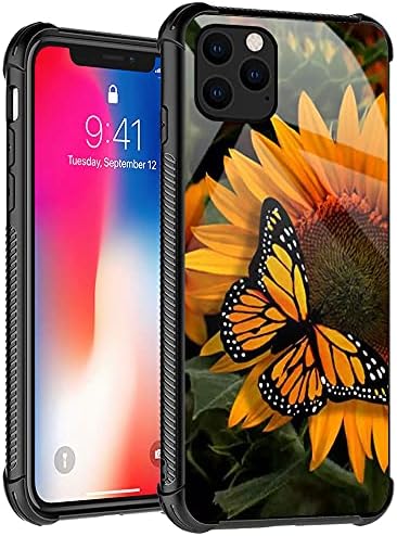 IPhone 13 Pro Max Carcasă, Sunflower Butterfly Flower Pattern Design iPhone 13 Pro Max Case pentru fete pentru femei, carcasă