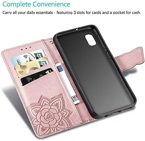 Carcasă Portofel Galaxy a10e, [fluture și floare în relief] portofel din piele PU Premium Flip husă de protecție pentru telefon