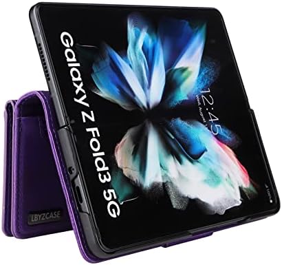 Carcasă Lbyzcase Galaxy Z Fold 3 5g, Carcasă Portofel Samsung Z Fold 3, piele durabilă de lux Premium Folio Flip [buzunar cu