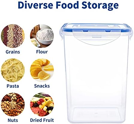 Kigi [Pachet 3] set de depozitare a recipientelor alimentare din cereale din Plastic, Canistre etanșe containere pătrate de