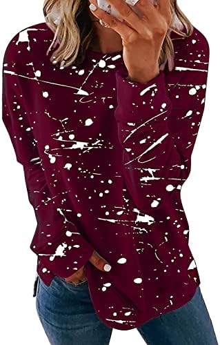 Femei pentru culori bloc imprimat hanorace pentru cămăși de pulovere cu mânecă lungă bluză cu mânecă lungă 2022 Haine de iarnă