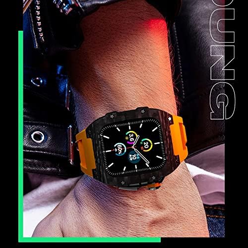 Neyens Luxury Carbon Fibre Fibre Case Strap pentru Apple Watch 7 6 5 4 Se Kit de modificare a bezelului DIY pentru iwatch 44mm