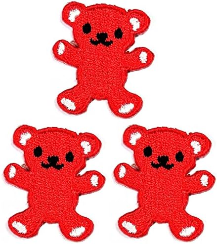 Kleenplus 3 buc. Mini Red bear Patch Drăguț urs desene animate fier pe Patch-uri brodate aplicatiile coase pe Patch-uri pentru