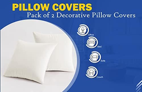 Homlye Homsed Arunce Pillow Huse, White 18x18 Pillowcases Pachet de 2, canapea decorativă cu fermoar copertă de pernă, huse