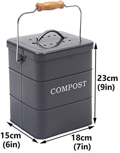 Coș de Compost din oțel inoxidabil Xbopetda pentru blat de bucătărie, 1 galon, include filtru de cărbune,găleată de Compost