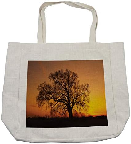 Geanta de cumpărături pentru copaci din Ambessonne, stejar în orizontul soarelui raze de soare galben auriu RADIRSIDE RURRUR