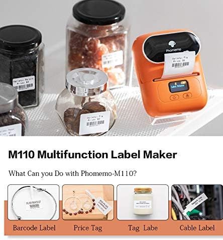 Producător de etichete Phomemo M110 cu 1 50x50mm etichetă de Crăciun- Mașină de imprimantă cu etichetă termică Bluetooth pentru