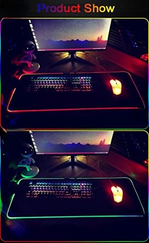 Mouse pad luminos colorat mărit și îngroșat, cu lumină de respirație, tastatură pentru jocuri, masă, Mouse Pad 31,5 X 11,8