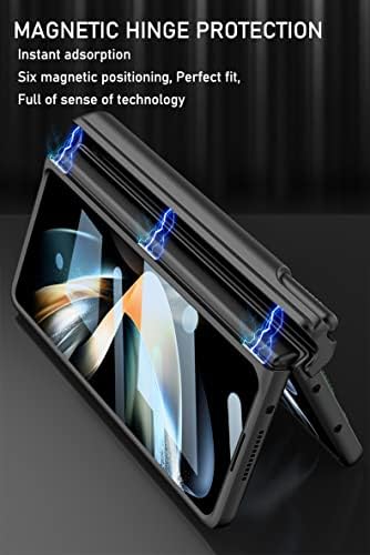 BAILI Galaxy Z Fold4 caz cu curea de mână & S suport stilou, 360 protecție balamale de protecție frontală încorporată Galaxy