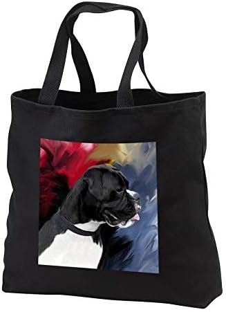 3Drose Dogs Boxer - Black White Boxer - Black Tote Bag Jumbo 20W X 15H X 5D