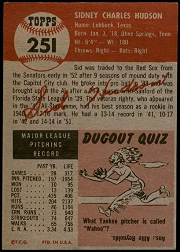 1953 Topps 251 Sid Hudson Boston Red Sox VG Red Sox