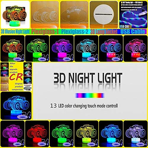 Lumini de noapte 3D pentru copii camioane monstru pentru băieți lampa de noapte pentru camera pentru bebeluși LED LED Lampa