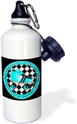 3Drose Derby Chicks Roll with IT Aqua Blue Roller Skate and White Sports Water Sticla, 21 oz, Alb