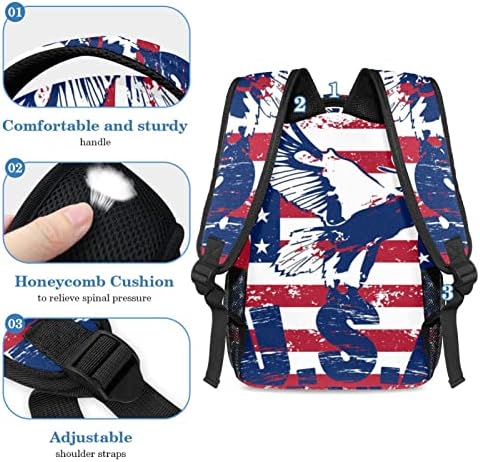 Tbouobt rucsac de călătorie set laptop ușor rucsac casual pentru bărbați pentru femei, steagul și vulturul SUA