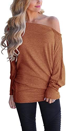 Femei infitty Off umeri blaturi casual casual cu mânecă cu mânecă cu mânecă tunică tricotat pulover pulover supradimensionat