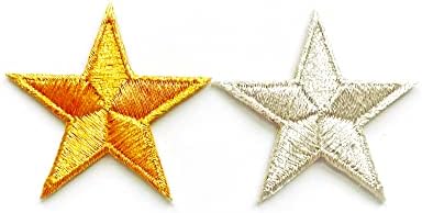 Setul de 2 minuscule. Mini Star Rank Sign Simbol Color Gold Silver Drăguț Cusut Fier de Custare pe Insiguri Aplicate brodate Costum îmbrăcăminte pentru ecuson Aplicație Patch