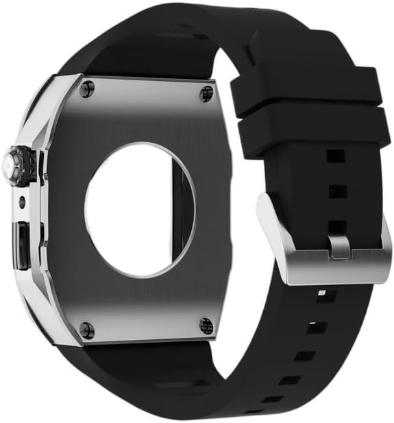 Kit de modificare CNHKAU curea din silicon Correa pentru Apple Watch 44mm 45mm carcasă de protecție metalică brățară pentru