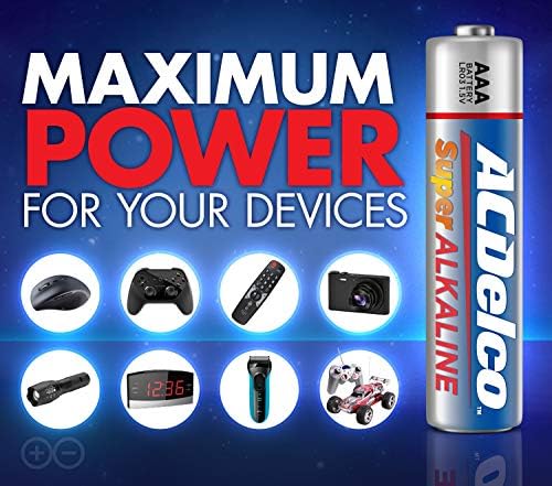 Baterii AAA cu 48 de numere ACDELCO, baterie maximă de putere maximă, durată de valabilitate de 10 ani și ACDELCO Baterii AAA cu 48 de numere, putere maximă super-alcalină, 10 ani de valabilitate de valabilitate