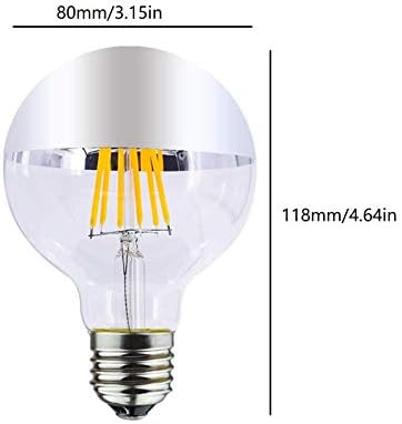 Lxcom iluminat G80 / G25 mare glob lumini 7w Dimmable jumătate crom argint LED bec Filament Vintage Edison becuri cu oglinda
