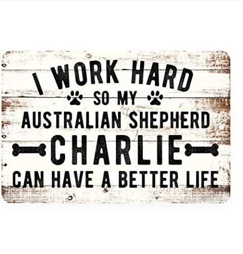 Rustic personalizat muncesc din greu, astfel încât Ciobanul meu Australian să poată avea un semn metalic de viață mai bun