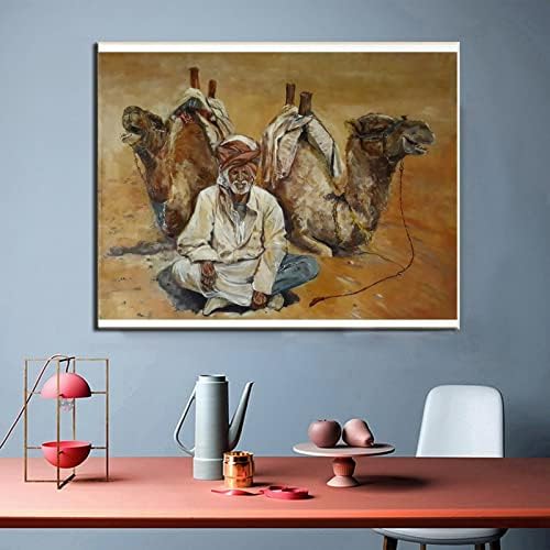 Desert Camel Art Poster Canvas imprimat Ulei Pictură Desert Camel și personaje Art Deco Room Aestheti Canvas picting Wall Art