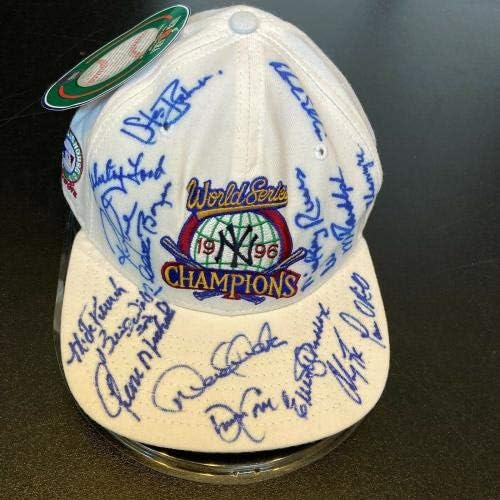1996 Echipa Yankees din New York a semnat pălărie din seria mondială cu Derek Jeter JSA COA - Pălării MLB autografate