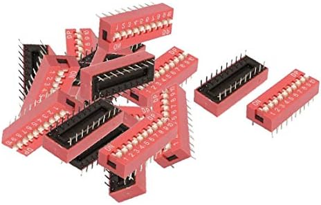 X-DREE 17 buc 2.54 mm pas 10 poziția Slide stil DIP switch-uri roșu (17 buc 2.54 mm pas 10 poziția Slide stil DIP switch-uri