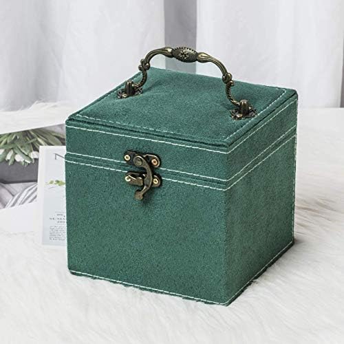 HEWADY MINI BIELLRY Box Catvet Cutie cu 2 sertare, Green Green Stackable Travel Double Layer Box, 13 13 13cm,