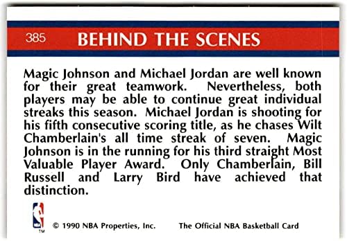 1990-91 Efortul Hoops în culise 385 Magic Johnson/Michael Jordan Lakers/Bulls Basketball Trading Card