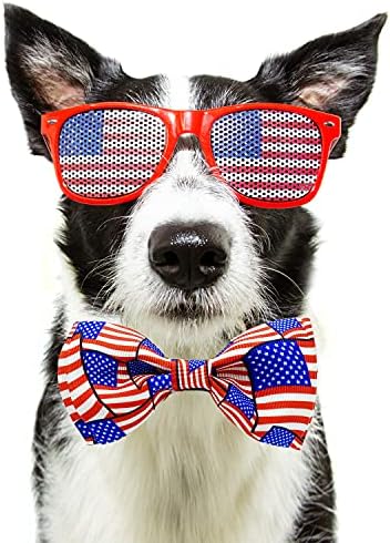 4 iulie Patriotic Holiday Dog Cat Cat Bolul Guler și Set de Bandana, Ziua Independenței Flag American Bandana și SUA guler de pavilion pentru mici câini mari mari pisici Puii de animale de companie