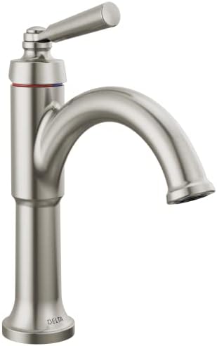 Faucet Delta Saylor Single Gaur Baie Nickel periat, robinet de baie cu un singur mâner, robinet de chiuvetă pentru baie, tehnologie de etanșare cu diamante, ansamblu de scurgere, inox 535-SSMPU-DST
