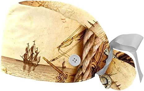 Capul de lucru al busolei nautice vintage cu butoane cu păr lung panglică elastică de cravată pălărie pentru femei