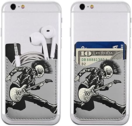 Rock Skull Punk Punk Guitarist Telefon Holder Stick pe portofel pentru smartphone -uri iPhone și Android