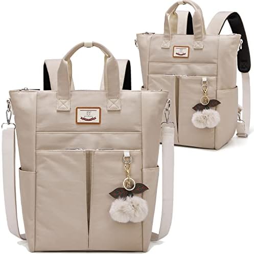 MyHozee Convertible Rackpack Tote Bag, 3 în 1 rucsac pentru laptop pentru femei, colegiu casual de carte de zi de zi gri