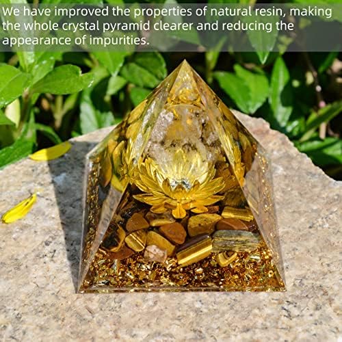 Hopeseed Orgone Pyramid Floare of Life Orgonite Bani Vindecare Cristale Piramidă pentru energie pozitivă cu pietre de ochi