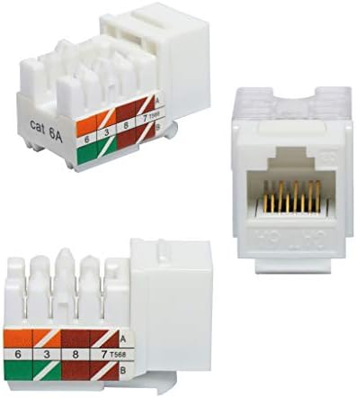 VCE RJ45 Cat6a Keystone Jack UL a listat 25 de pachete, 10 Gbps Slim Profil Slim Modular Ethernet Jacks Insert 110 Tip UTP