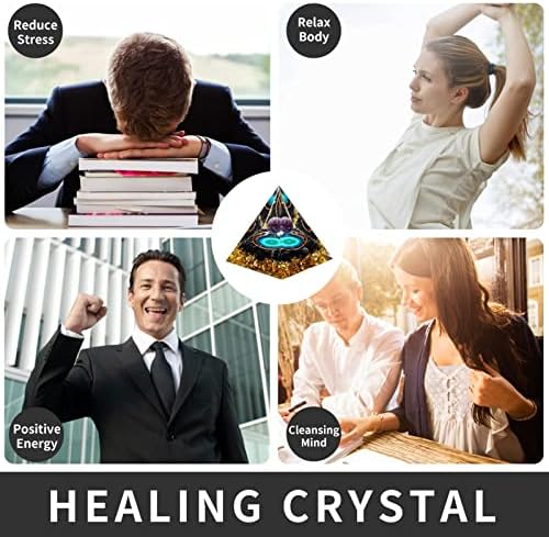 Orgone Piramidă - Y1me1, energie pozitivă, piramidă de cristal, cristale generatoare Piramidă orgonită pentru meditație, yoga, chakra, vindecare, echilibru spiritual și bogăție norocos