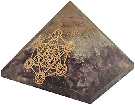 Sharvgun Gemstone Amethyst & Clear Quartz Orgone Pyramid Metatron Cube Healing Crystal Generator Orgonite Pyramid Yoga Meditație